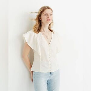 Madewell Linen Carmelina Flutter-Sleeve Top